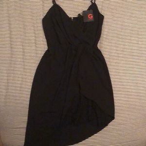 Black spaghetti strap Guess a line dress with lace